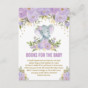 Lila Gold Floral Elephant Books für Baby Begleitkarte