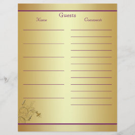 Lila Gold Floral Gästebuch