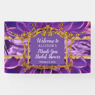 Lila Gold Floral Mardi Gras Brautparty Banner