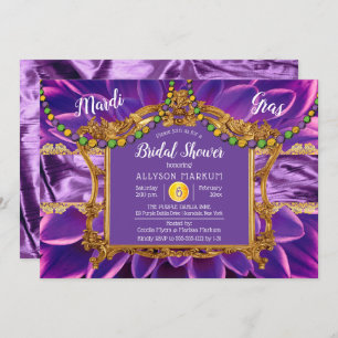 Lila   Gold Floral Mardi Gras Brautparty Einladung