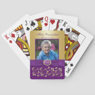 lila Gold Floral Playing Cards zum 75. Geburtstag Spielkarten