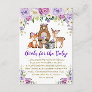 Lila Gold Floral Woodland Animes Bücher für Baby Begleitkarte