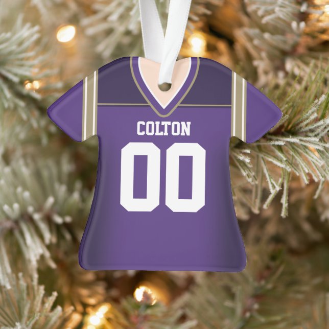 Lila/Gold Football Jersey Ornament (Baum)