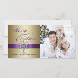 Lila Gold Frohe Weihnachten Gruß Fotokarte