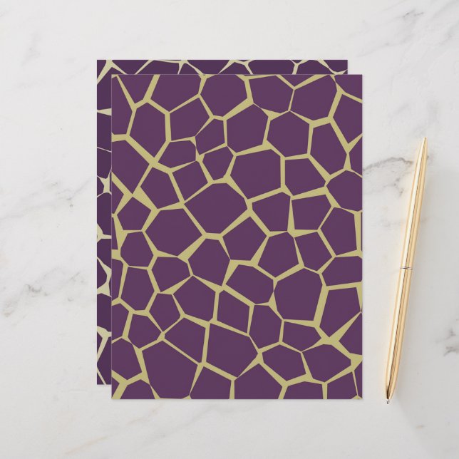Lila & Gold Giraffe Muster Scrapbook Paper (Vorderseite/Rückseite Beispiel)