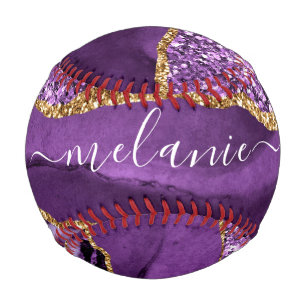 Lila Gold Glitter Baseball Personalisierter Name