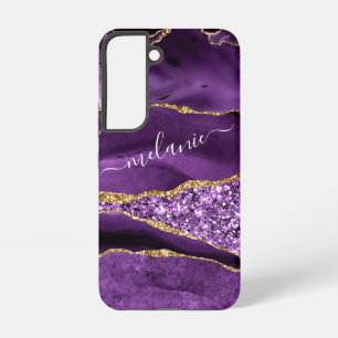 Lila Gold Glitter Benutzerdefinierter Name Persona Samsung Galaxy Hülle