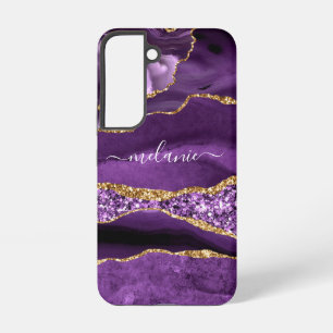 Lila Gold Glitter Marmor Ihr Name Personalisiert Samsung Galaxy Hülle