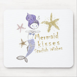 Lila Gold Glitter Meerjungfrau Wünsche Seestern Kü Mousepad