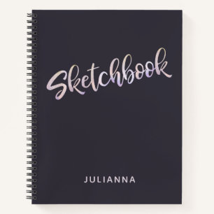 Lila Gold Glitter personalisiertes Skizzenbuch Notizbuch