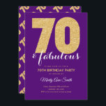 Lila Gold Glitzer 70 & Fabulous Geburtstagsparty Einladung<br><div class="desc">Elegantes Einladungsformular für den Lila Gold Glitzer der Geburtstagspartei. Ideal für 70 Geburtstagspartys für Damen und Herren.</div>