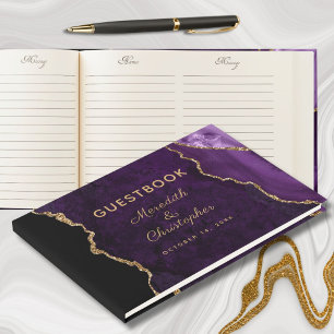 Lila Gold Glitzer Agate Wedding Gästebuch
