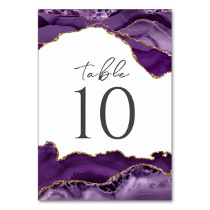 Lila Gold Glitzer Agate Wedding Tischnummer