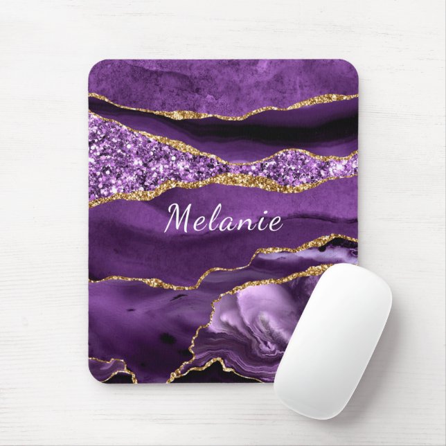 Lila Gold Glitzer Benutzerdefiniert Mouse Pad Mousepad (Mit Mouse)