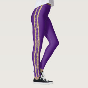 Lila Gold Glitzer Benutzerdefinierter Text Leichtm Leggings