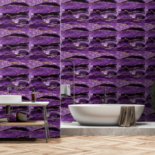 Lila Gold Glitzer Funkelnd Geode Marble Tapete