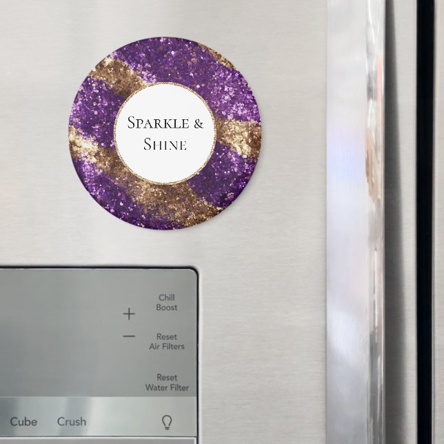 Lila Gold Glitzer Geburtstag Magnet (In Situ (Kühlschrank))