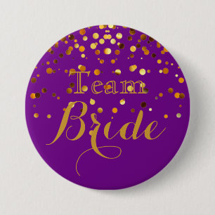 Lila Gold Glitzer Imitate Foil Wedding Team Bridge Button