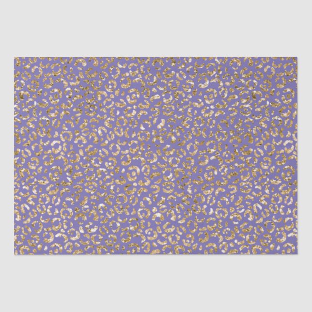 Lila Gold Glitzer Leopard Print Seidenpapier (Vorderseite)
