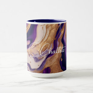Lila Gold Glitzer Marble Individuelle Name Tasse