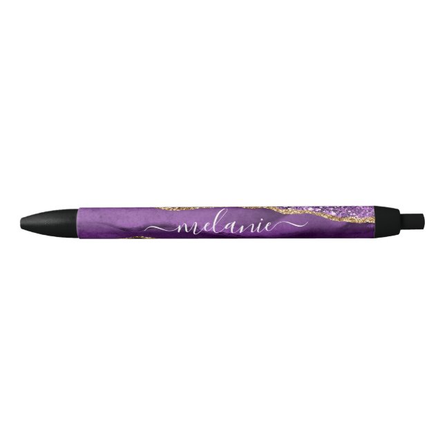 Lila Gold Glitzer Marmorstift mit Individuelle Nam Kugelschreiber (Vorderseite)