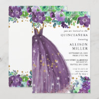Lila Gold Glitzer mit Blumenchic, Kleidung QUINCEA