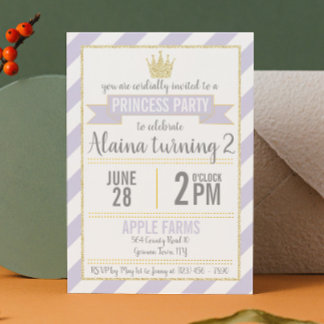 Lila Gold Glitzer Prinzessin zum Geburtstag Einladung