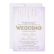 Lila & Gold Glitzer schauen Hochzeitseinladung