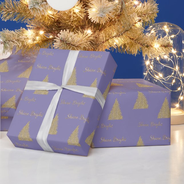 Lila Gold Glitzer Shine Christmas Trees Geschenkpapier (Feiertage)