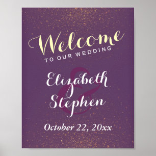 Lila Gold & Glitzer Sparkle Wedding Sign Poster