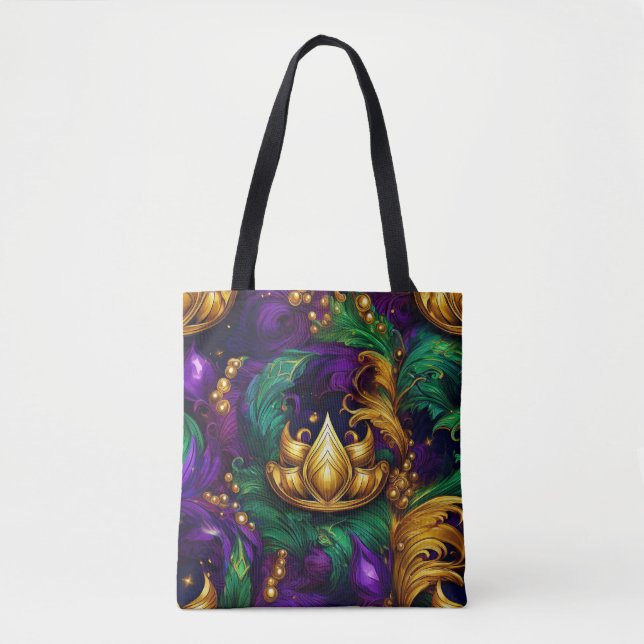 LILA GOLD GREEN MARDI GRAS CROWN & FEATHERS (Vorderseite)