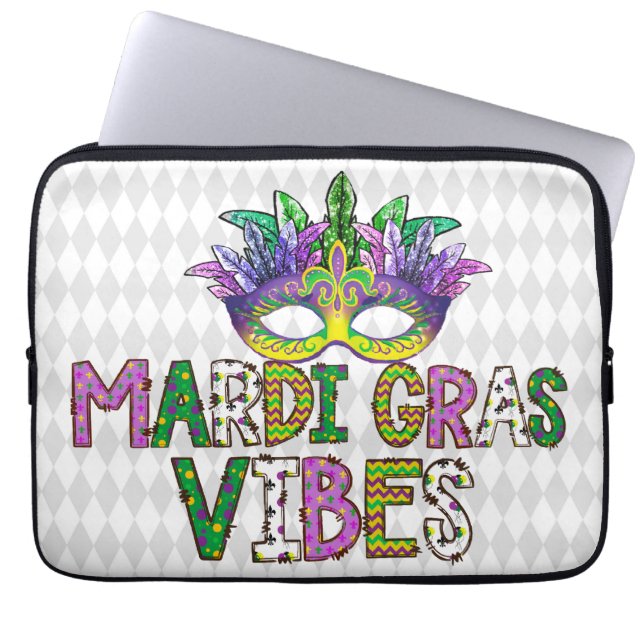 LILA GOLD GREEN MARDI GRAS VIBES LAPTOPSCHUTZHÜLLE (Vorderseite)