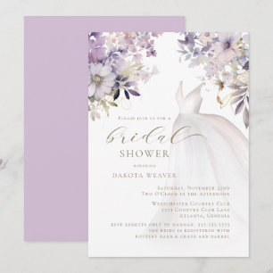 Lila Gold Greenery Wedding Dress Brautparty Einladung