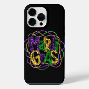 LILA GOLD GRÜNE MARDI GRAS PERLEN iPhone 14 PRO MAX HÜLLE