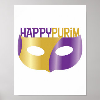 Lila Gold Happy Purim und Maske Poster