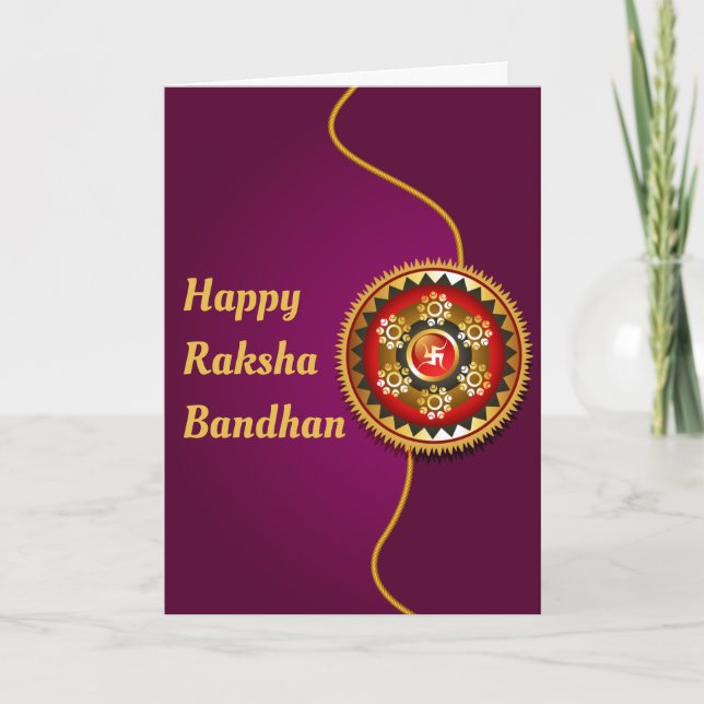Lila & Gold Happy Raksha Bandhan Karte (Vorderseite)