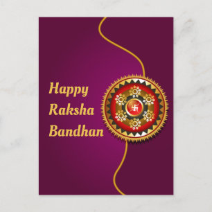 Lila & Gold Happy Raksha Bandhan Postkarte