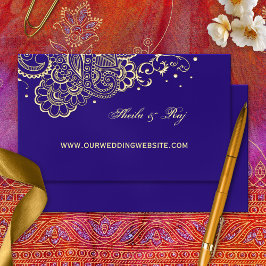 Lila Gold Henna Wedding Website Visitenkarte Begleitkarte