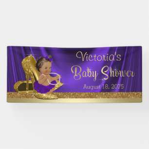 Lila Gold High Heel Shoel Ethnic Girl Baby Shower Banner