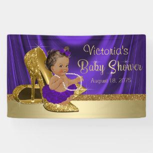 Lila Gold High Heel Shoel Ethnic Girl Baby Shower Banner