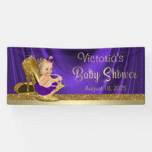 Lila Gold High Heel Shoel Girl Baby Dusche Banner