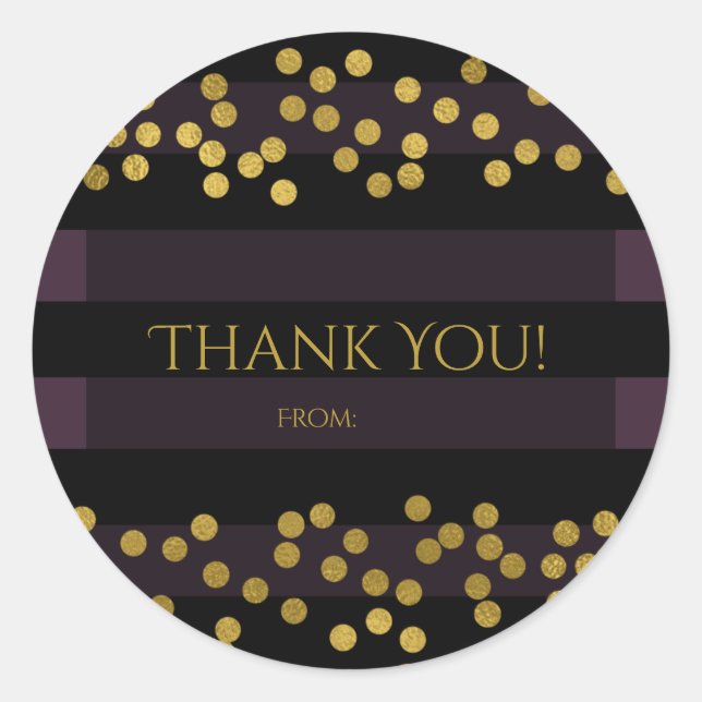 Lila & Gold Imitate Foil Confetti Dots Gefallen fü Runder Aufkleber (Vorderseite)