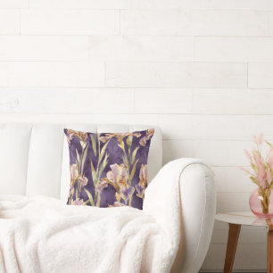 Lila Gold-Iris-Blume Kissen