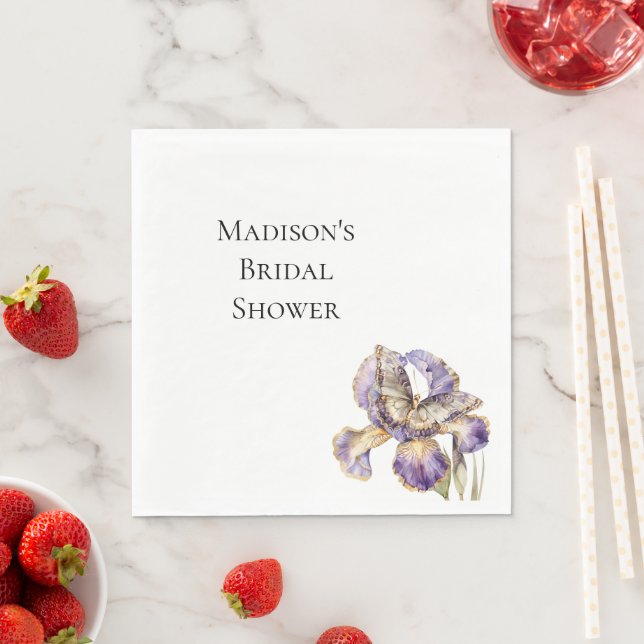 Lila Gold Iris Floral Butterfly Brautparty Serviette (Beispiel)