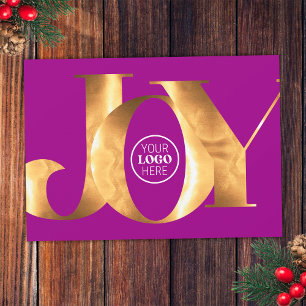 Lila & Gold Joy Business Logo Frohe Feiertage Feiertagskarte