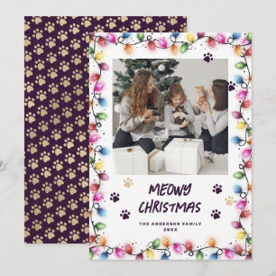 Lila Gold Katzenpfoten Bunte Foto Meowy Feiertagskarte
