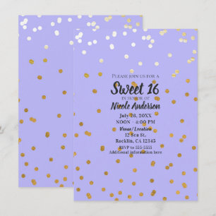 Lila & Gold Konfetti Punkte Moderne Glamour Glamou Einladung