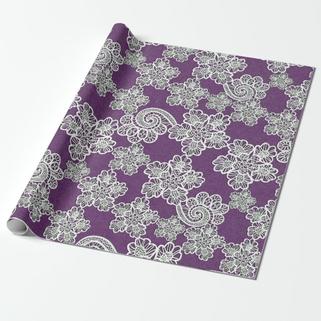 LILA GOLD LACE PATTERN WRAPPPAPIER GIFT WRAP GESCHENKPAPIER (Ungerollt)