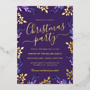 Lila Gold-Leaf-Party Folieneinladung
