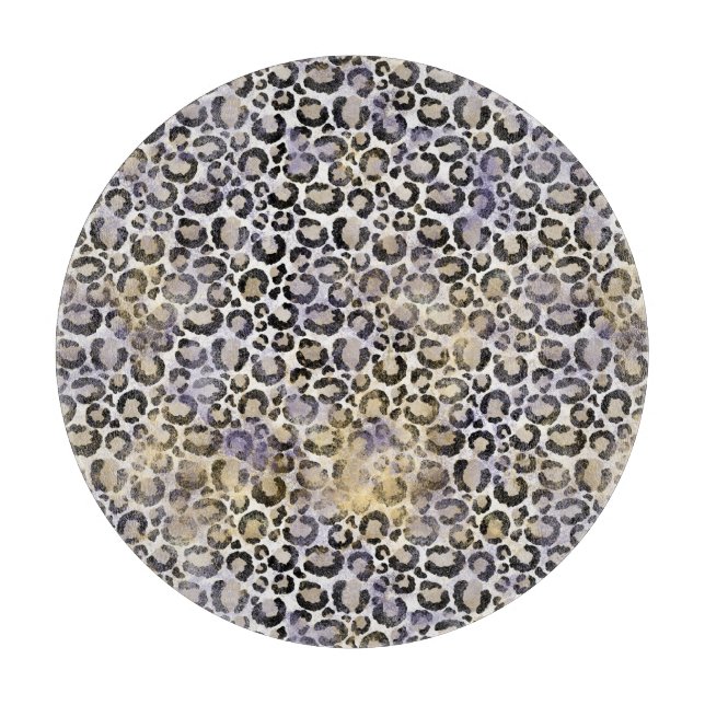 Lila Gold Leopard Print Schneidebrett (Vorderseite)